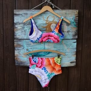 High Waisted Floral Bikini